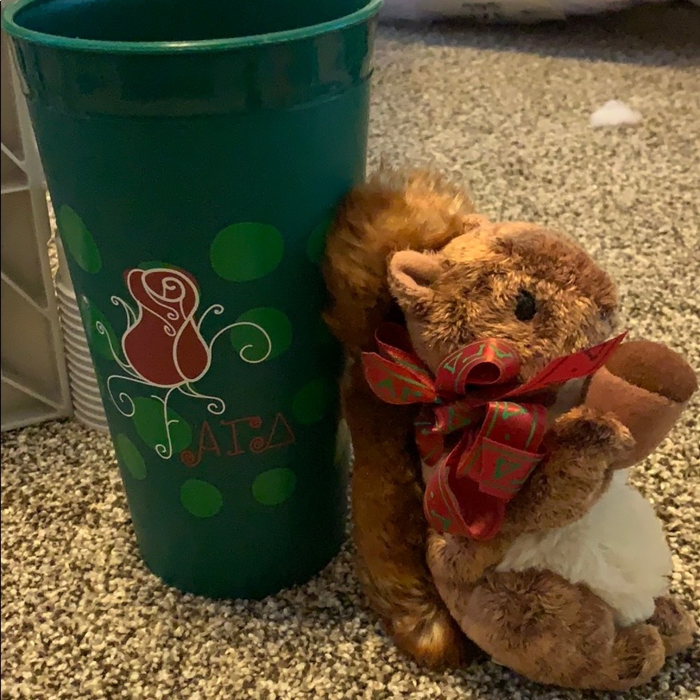 Alpha Gamma Delta cup and squirrel